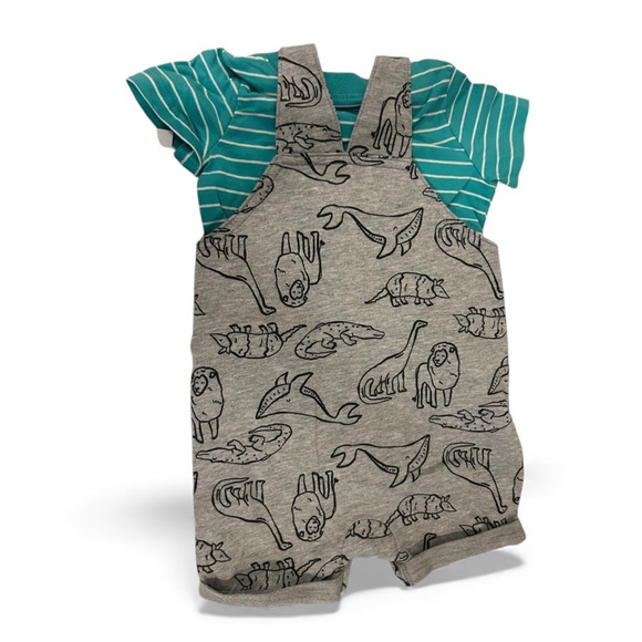 Carters 2 Piece Animal Print Shortall Set - Picture 2 of 3